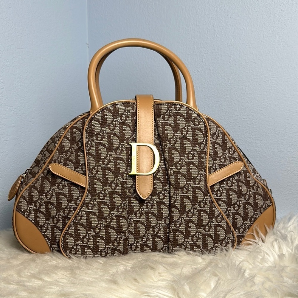 💯Authentic  Christian Dior Double Saddle Diorissimo Canvas & Beige Leather🍀
